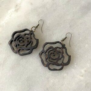Floral Wood Boho Dangle Earrings